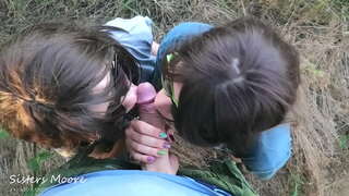 Awyr agored Blowjob, Fel y geg, Fel mochyn - rwy&#039;n rhannu fy Ngŵr i gyda fy StepSis, sugno gŵr ceiliog - POV 3some bj StepSisters Moore